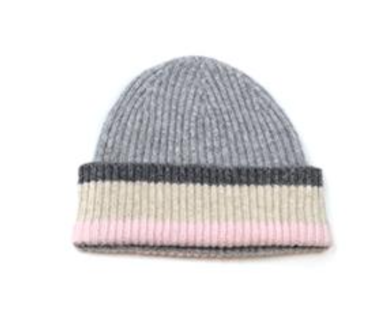 POM Grey, Pink & Beige Wool Hat
