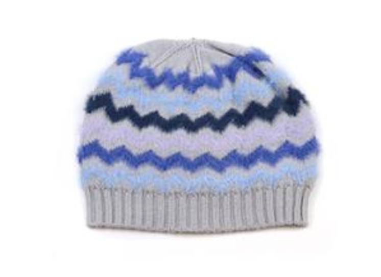 POM Blue Mix Chevron Beanie Hat