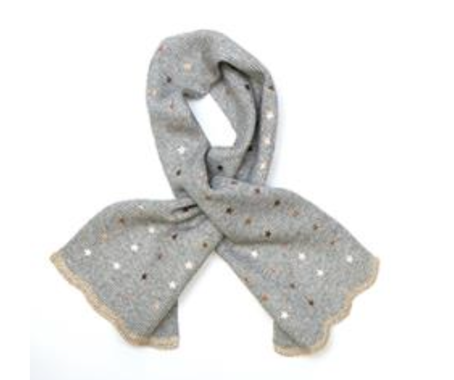 POM Grey Marl Fine Knit Pull Through Scarf
