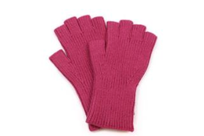 POM Rose Pink Ribbed Fingerless Gloves