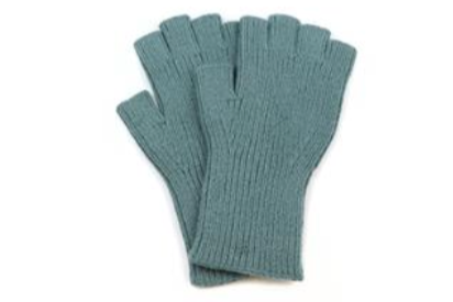 POM Seafoam Ribbed Fingerless Gloves