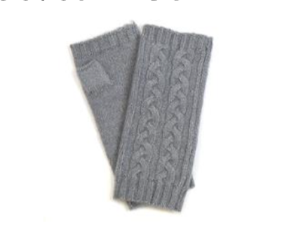 POM Light Grey Cable Knit Wrist Warmers