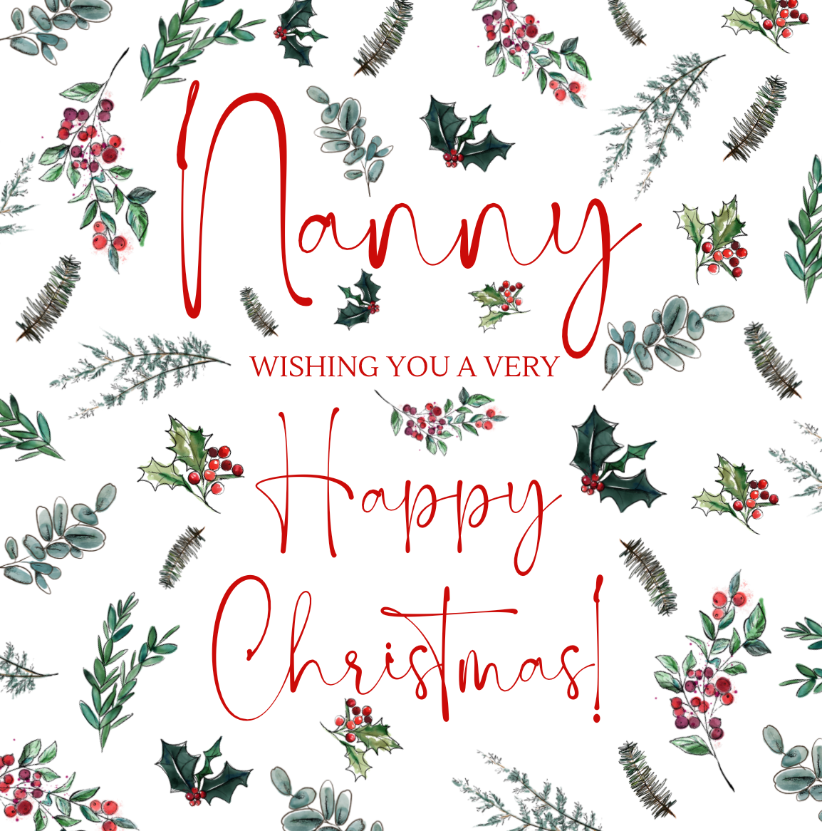 Evergreen Nanny Christmas Card