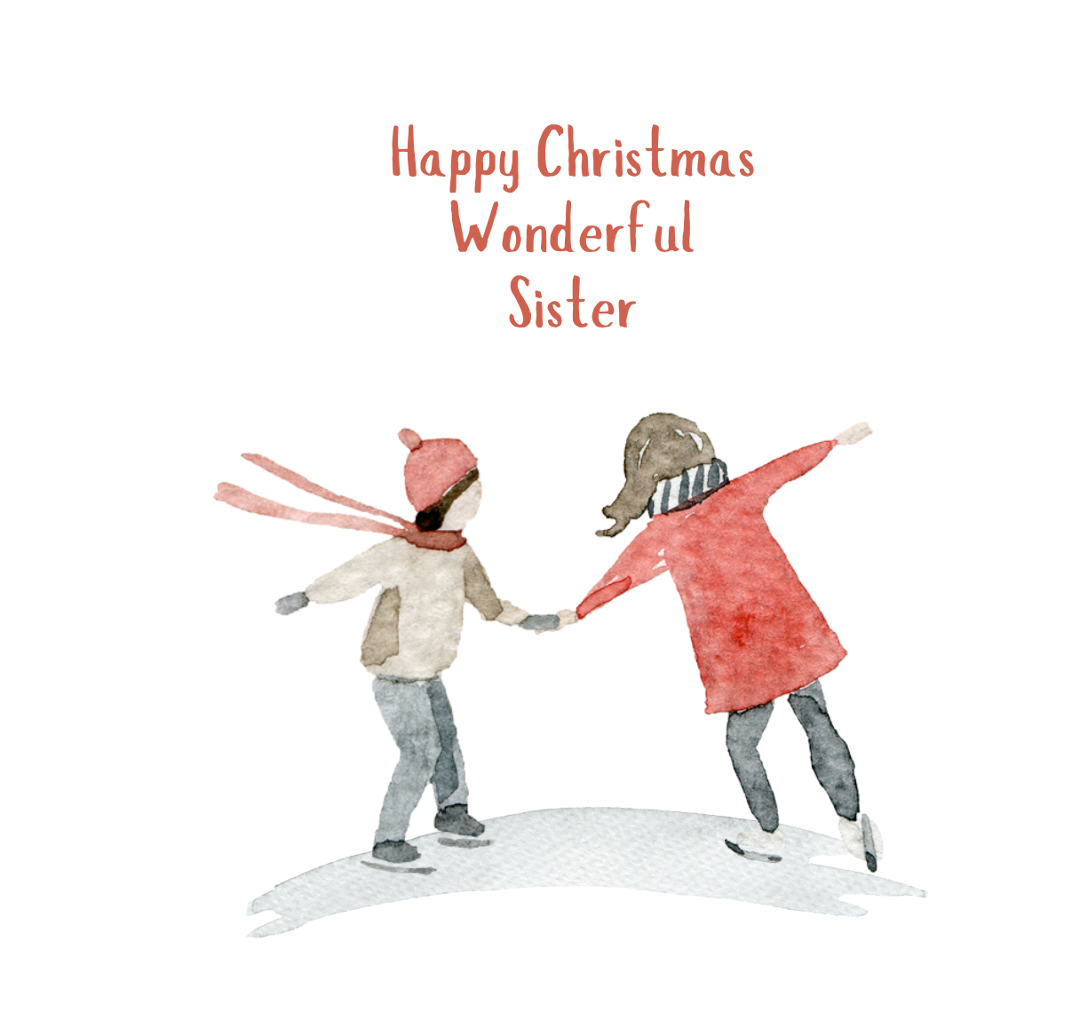 Winterland Sister Skaters Christmas Card