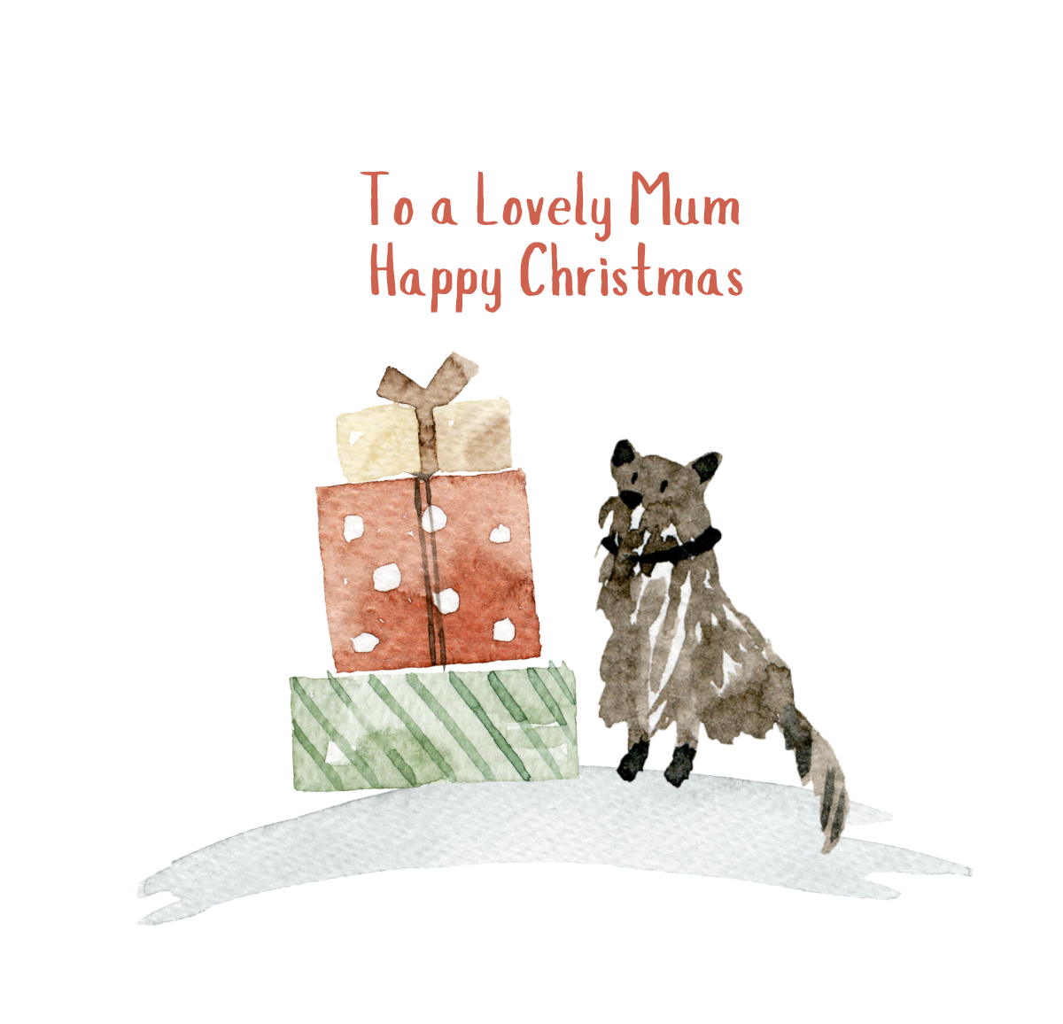 Winterland Mum Dog & Presents Christmas Card