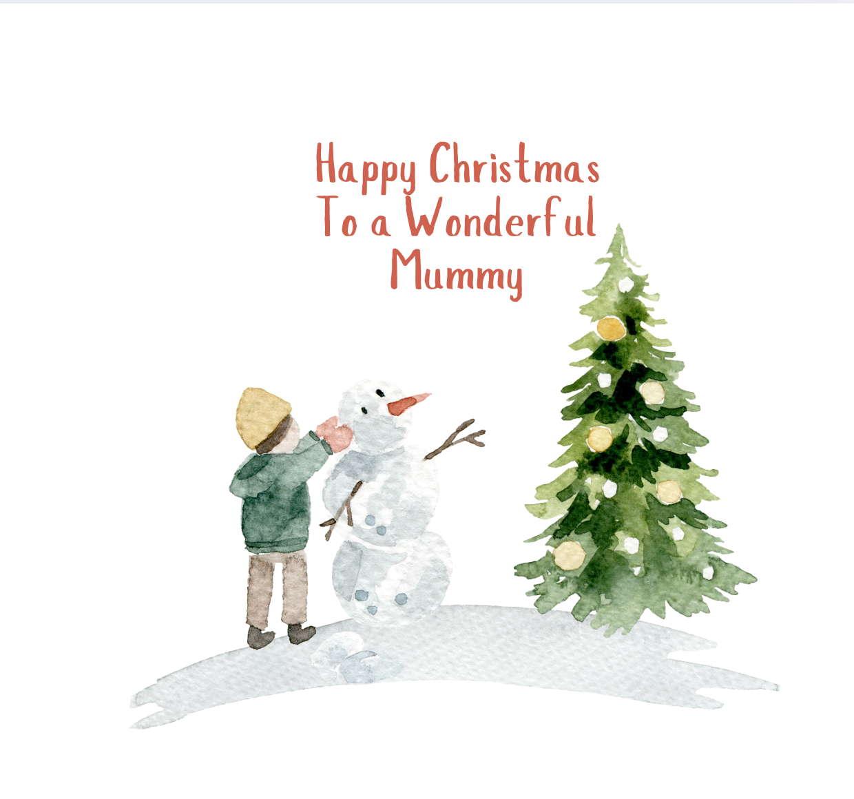 Winterland Mummy Boy & Snowman Christmas Card