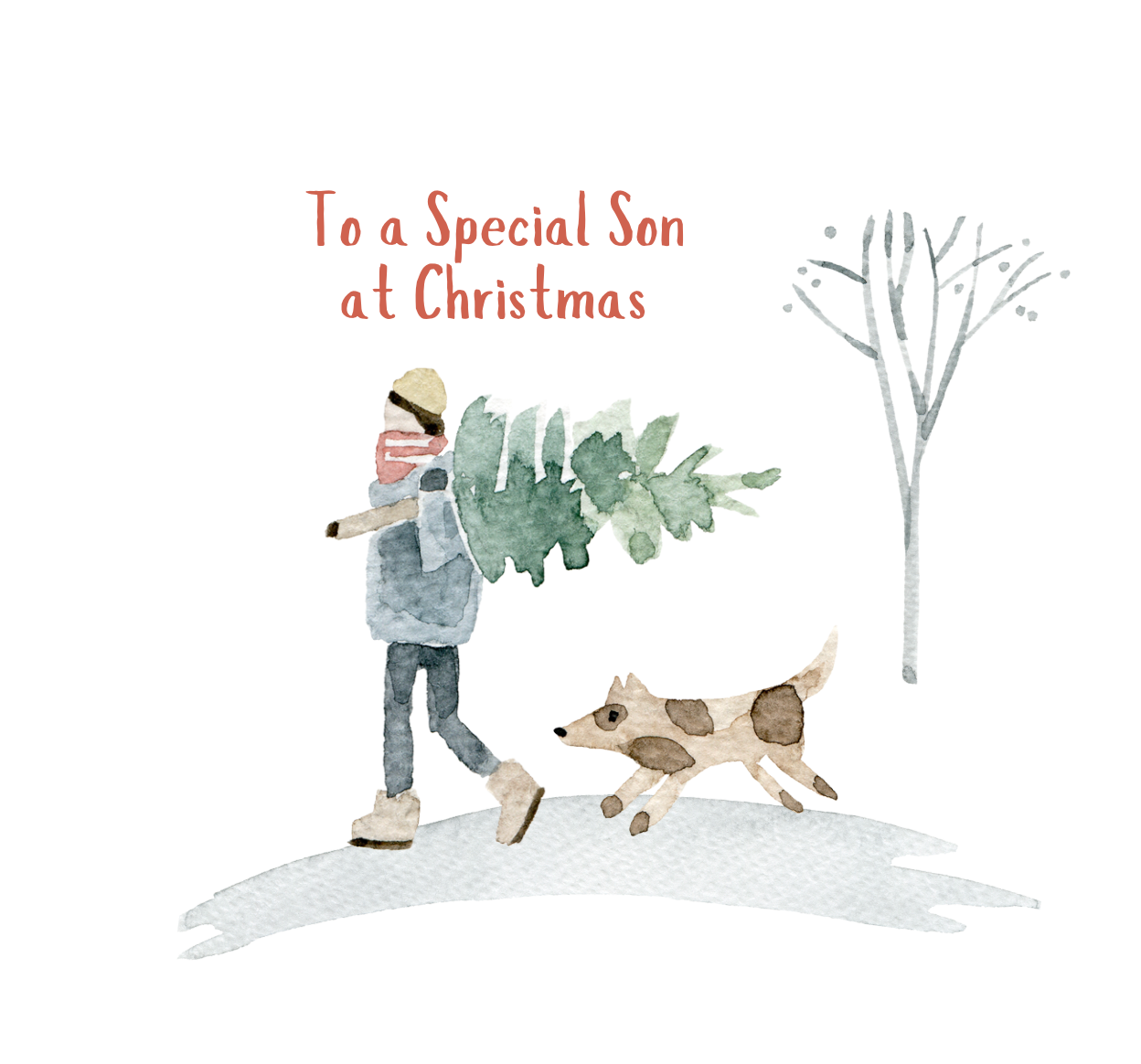 Winterland Son Tree & Dog Christmas Card