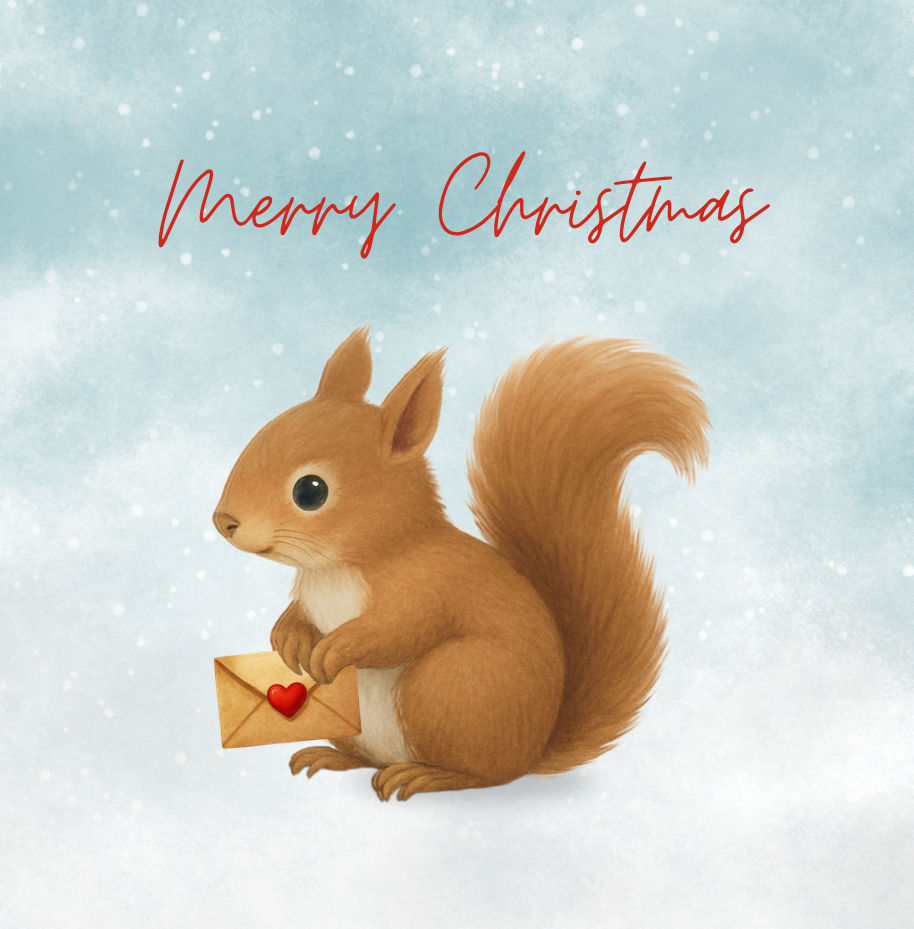 Write Christmas Squirrel Card
