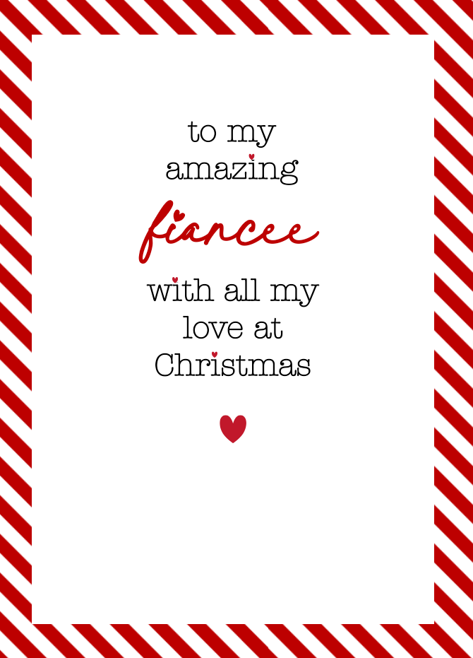 Petimo Type & Stripe Fiancee Christmas Card