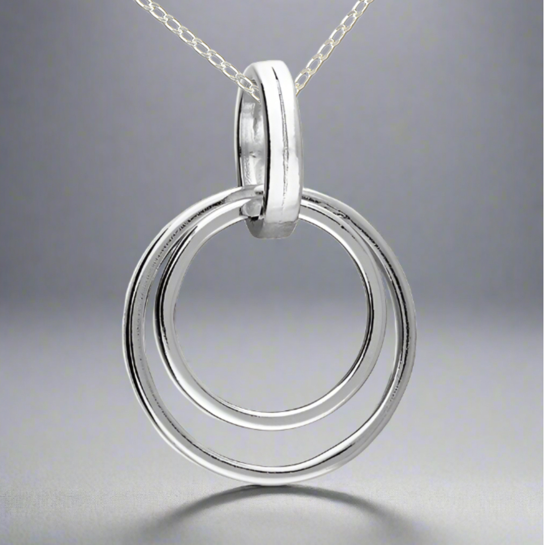 Sterling Silver Double Circle Necklace