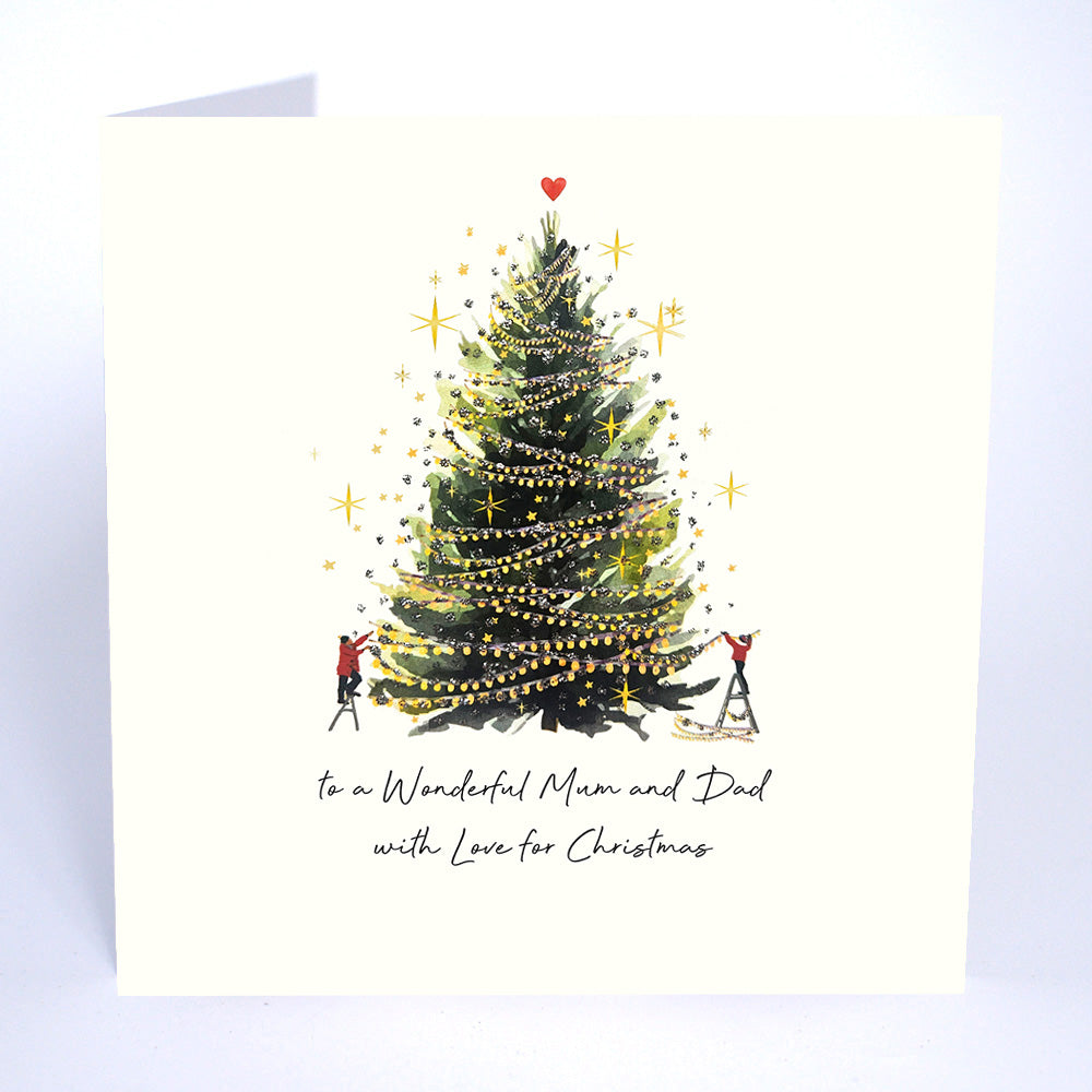 Five Dollar Shake To A Wonderful Mum And Dad With Love for Christmas (Tree) Christmas Card