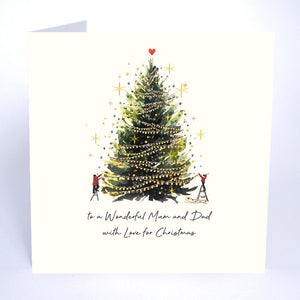 Five Dollar Shake To A Wonderful Mum And Dad With Love for Christmas (Tree) Christmas Card