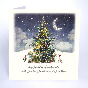 Five Dollar Shake To Wonderful Grandparents With Love for Christmas And New Year (Tree) Christmas Card