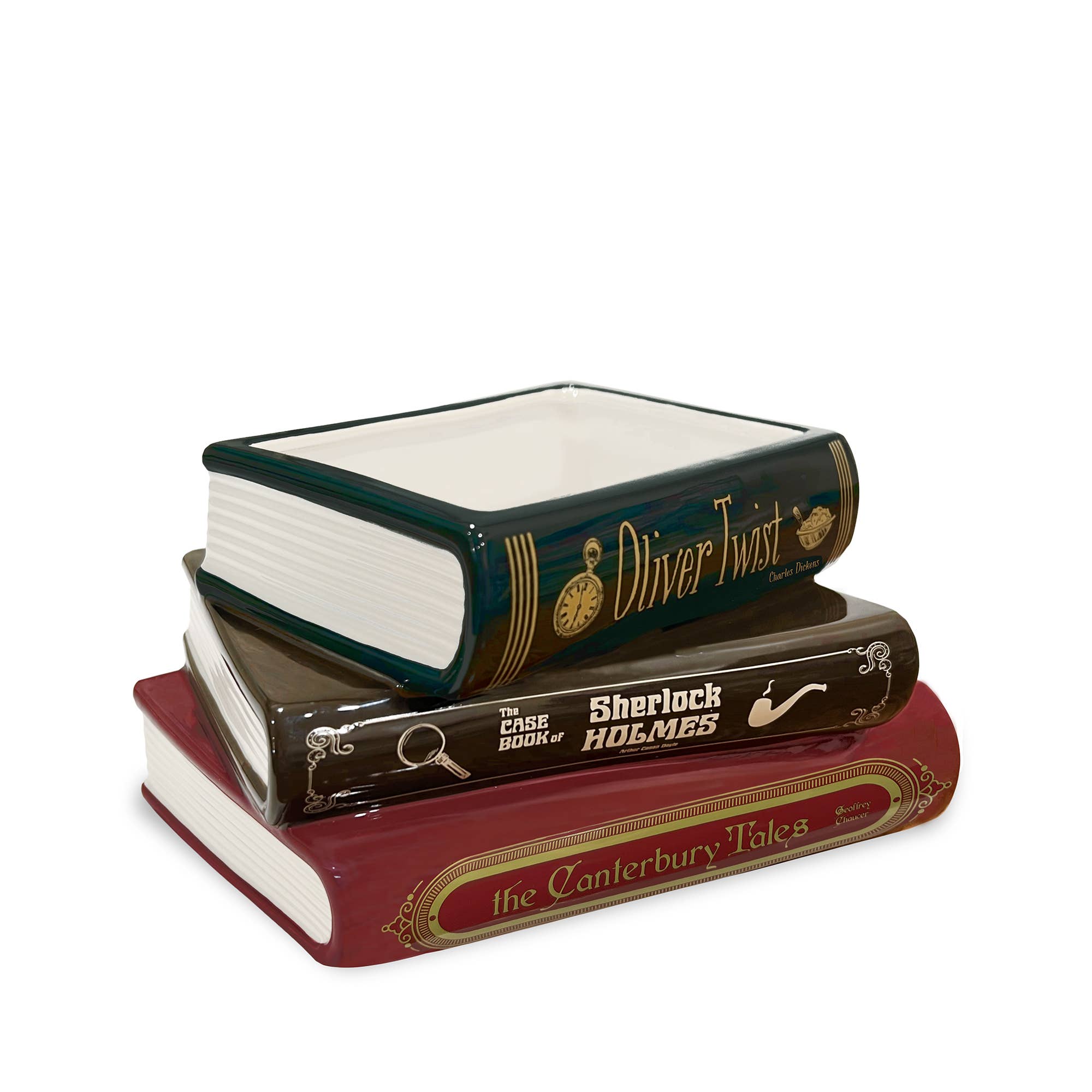 Steel Mill & Co UK - Stacked Book Planter, Sherlock Holmes, Oliver Twist and The Canterbury Tales