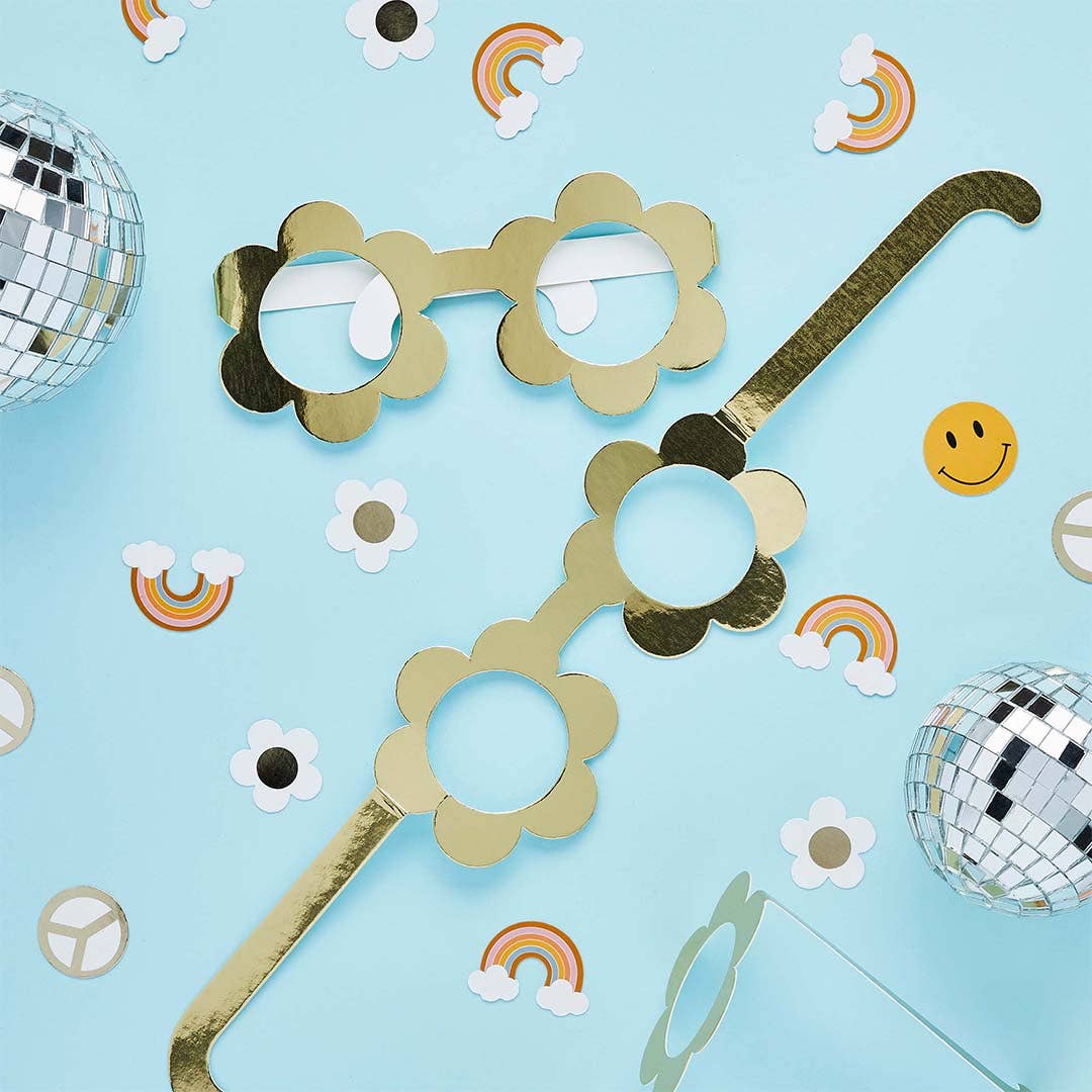 Hootyballoo - Gold Daisy Paper Glasses 10 Pack