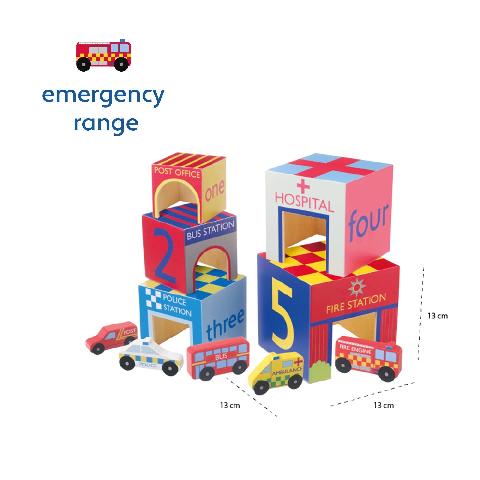 Orange Tree Toys - Emergency Services Wooden Stacking Cubes