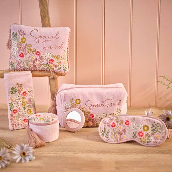 Ditsy Floral Velvet Fabric Embroidery And Glass Beads Glasses Case