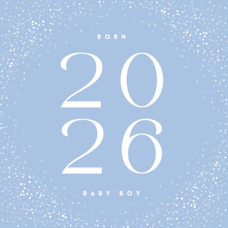 Petimo - Galaxy Blue Confetti Born 2026 New Baby Boy Card