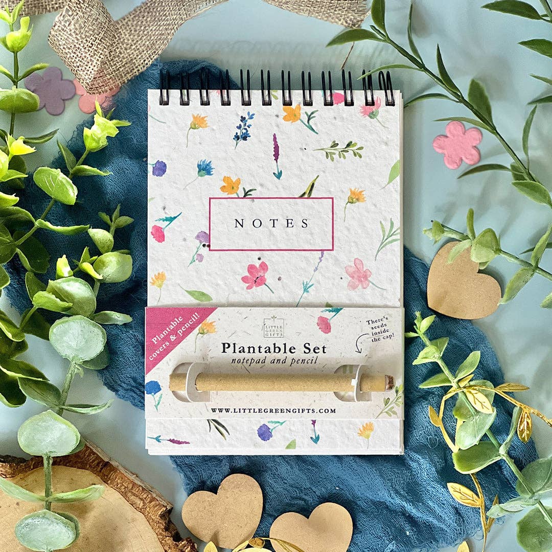 Little Green Gifts - A6 Notepad & Pencil Set - Choice Of Designs (TU-6): 003 - Blushing Blooms - More Than Just a Gift | Narborough Hall