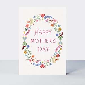 Petimo - Folklore Happy Mother's Day Floral Foliage Wreath Card - More Than Just a Gift | Narborough Hall