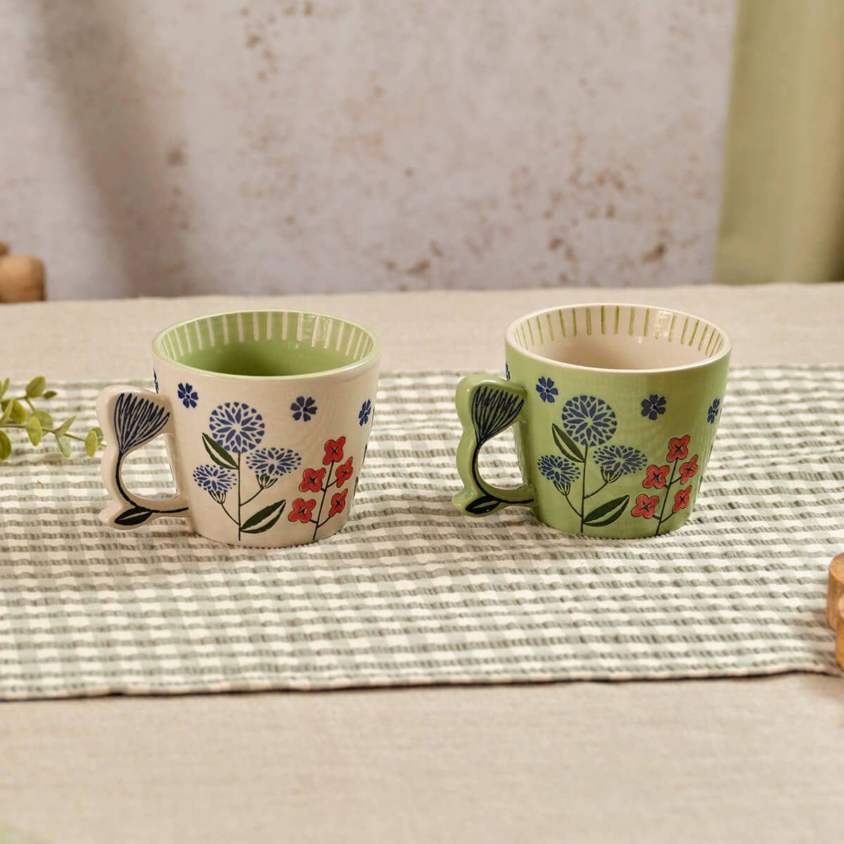 Flourish And Foliage Stoneware Mug Embossed With Flower Handle 2 Asstd With Gift Box**