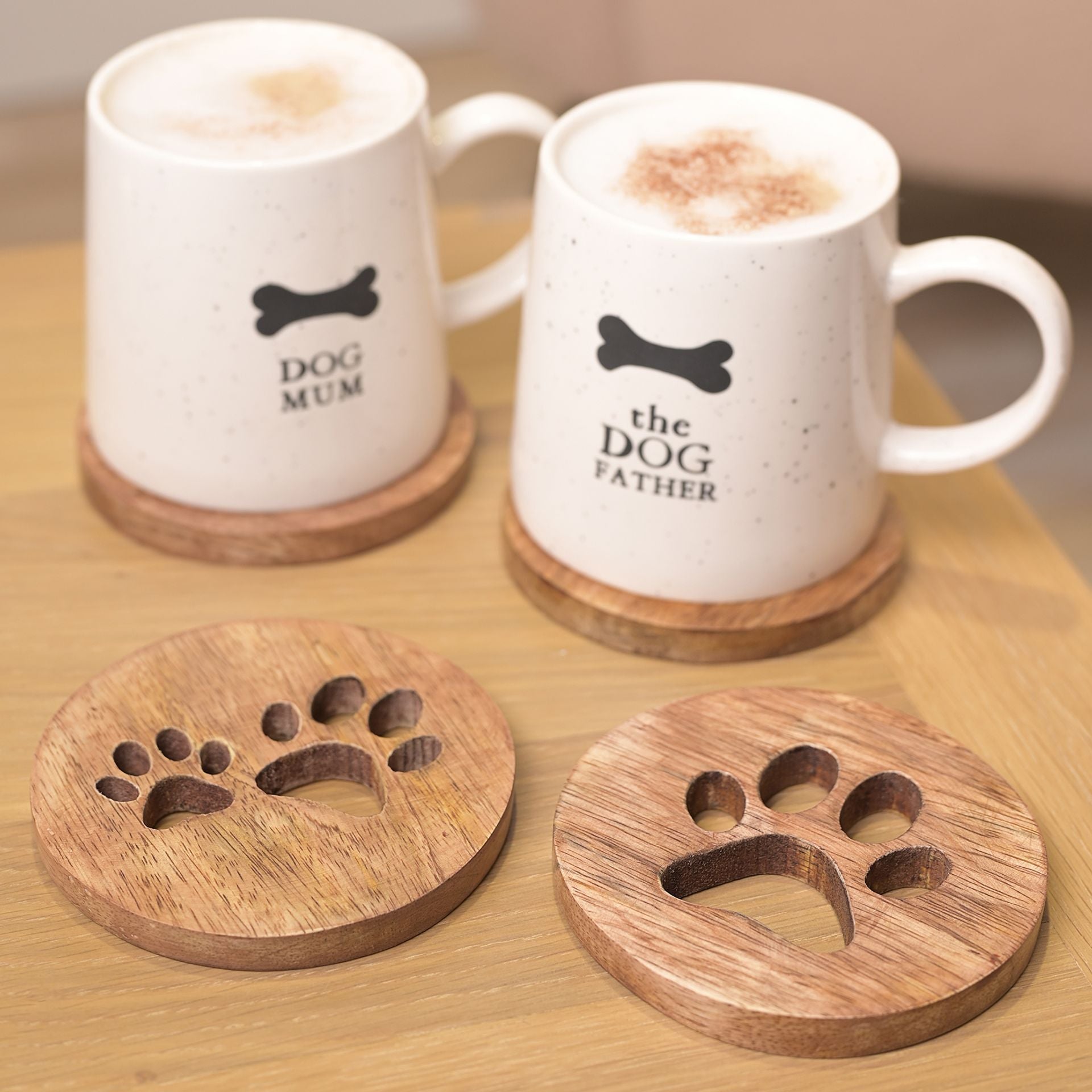 Best of Breed Paw Prints Mango Wood Set of 4 Coasters