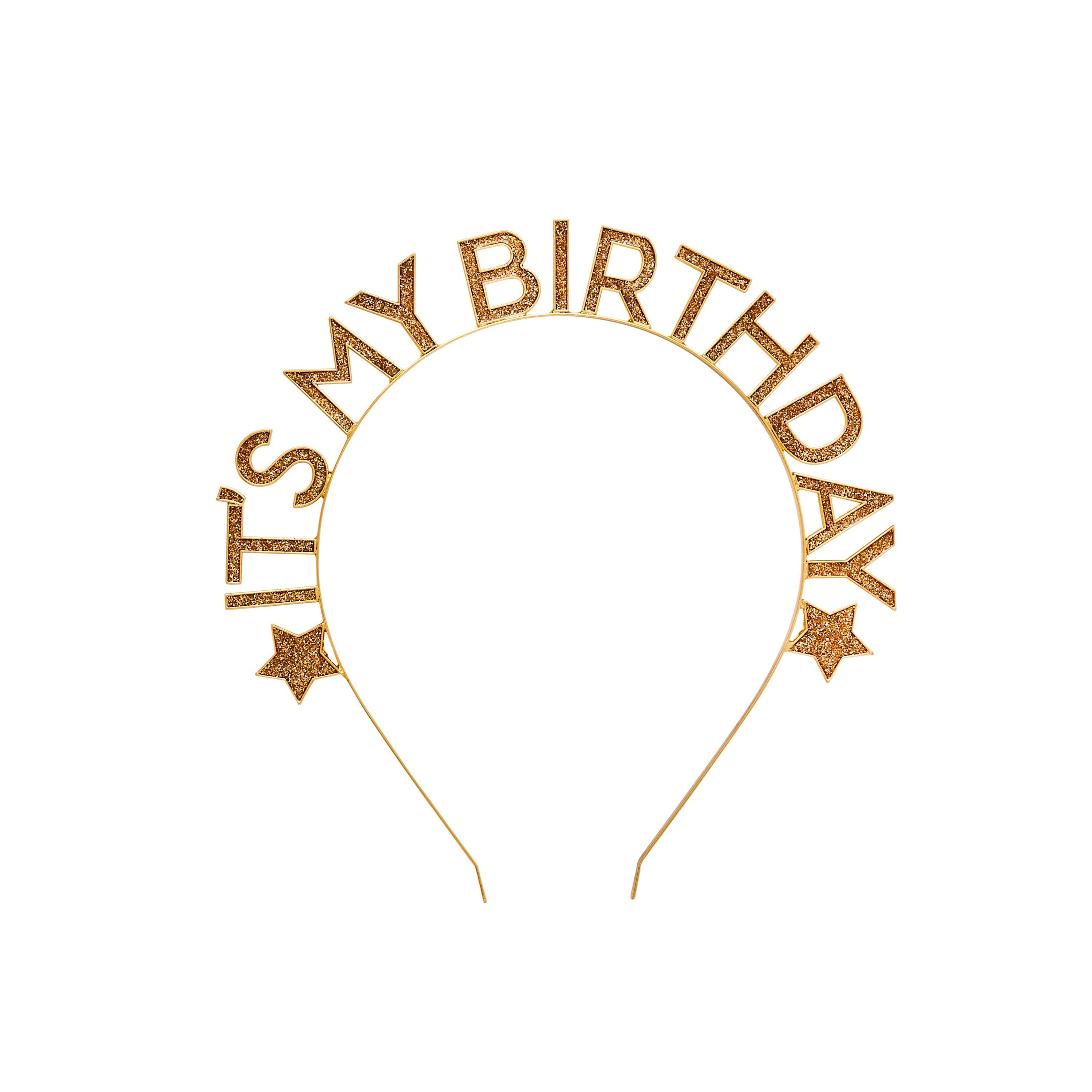 Hootyballoo - Gold 'It’s My Birthday' Glitter Filled Metal Headband