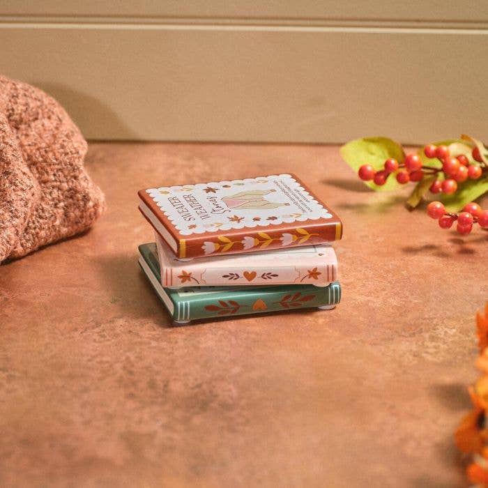 Cosy Chapter Book Shaped Stoneware Coaster 3 Asstd