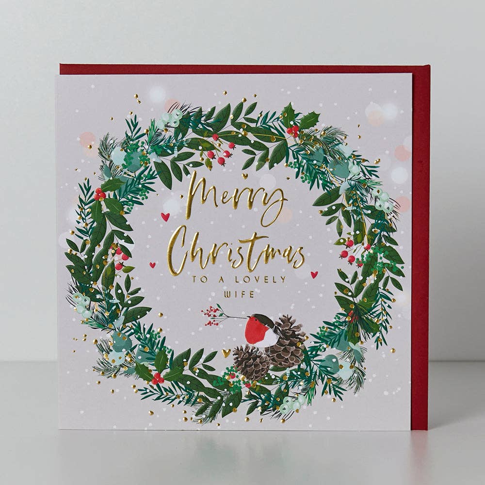 Belly Button Designs - Lovely Wife Wreath Christmas Card