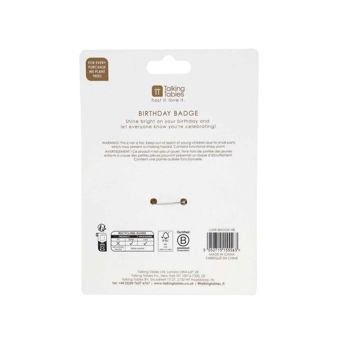 Talking Tables - Luxe Gold Happy Birthday Badge | 11.5cm |