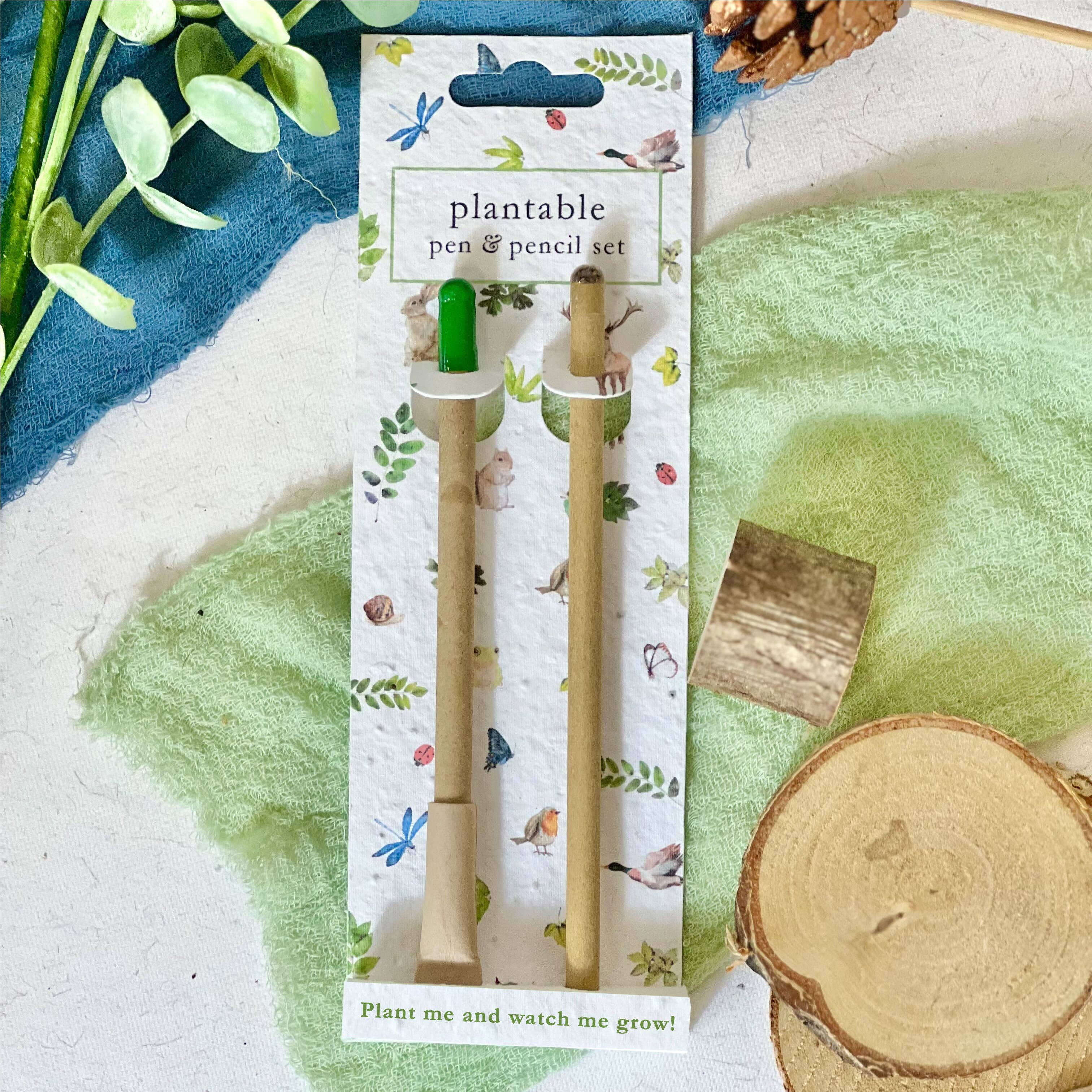 Little Green Gifts - Pen & Pencil Set - Choice Of Designs (TU-6): 003 - Blushing Blooms - More Than Just a Gift | Narborough Hall