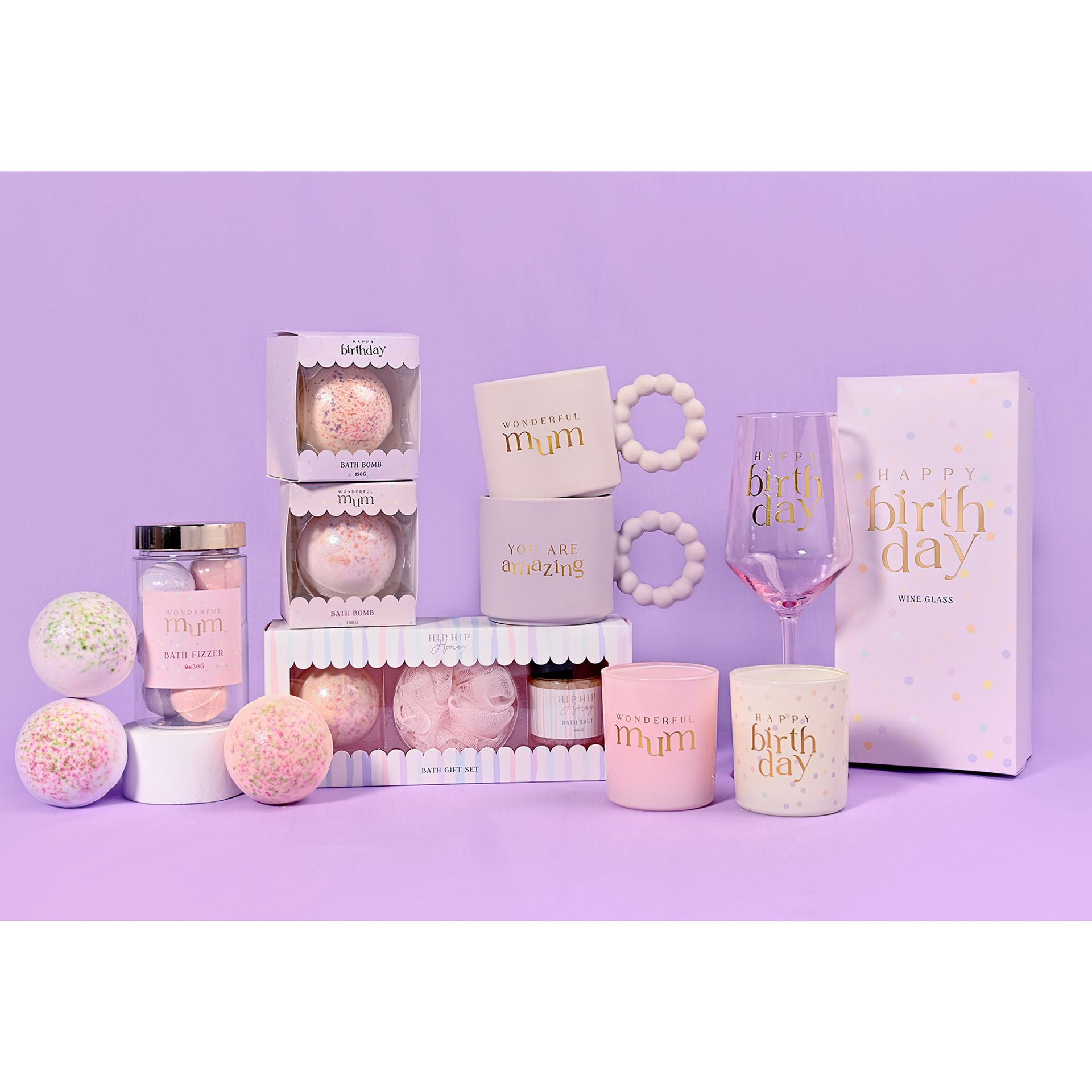 Confetti Wine Glass - Happy Birthday