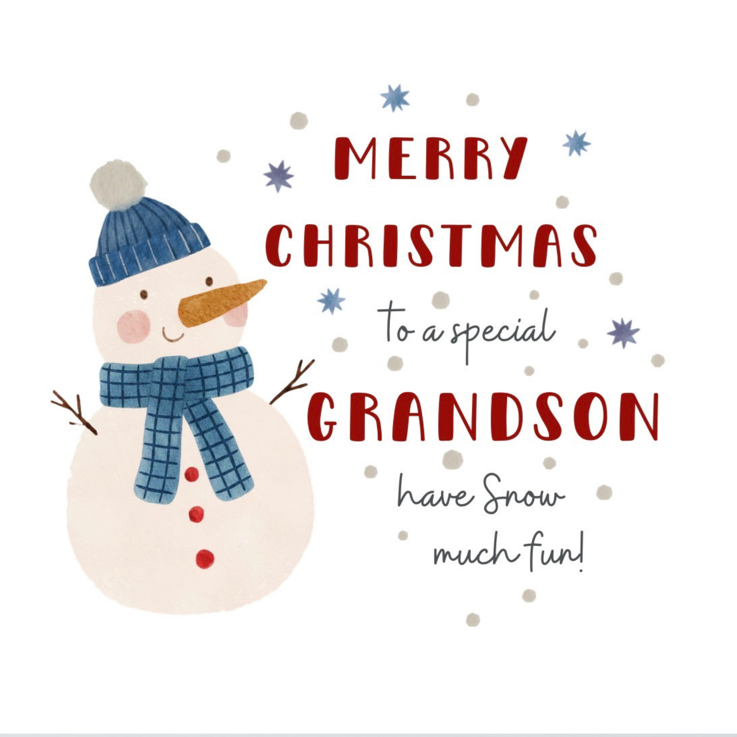 Petimo - Special Grandson Snowman Holly Jolly Christmas Card