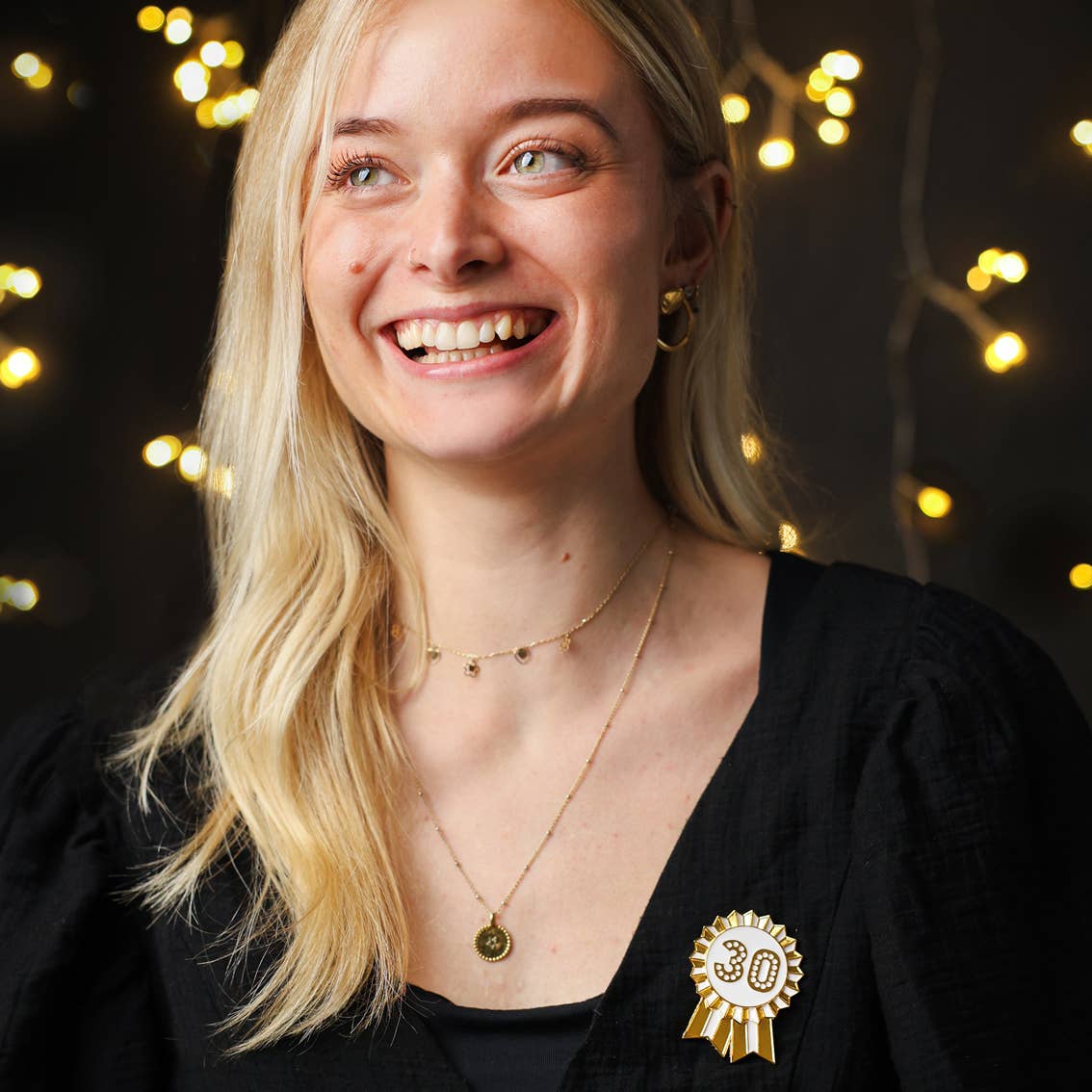 Talking Tables - Gold Enamel "Happy Birthday" Pin Badge | Birthday Badges |