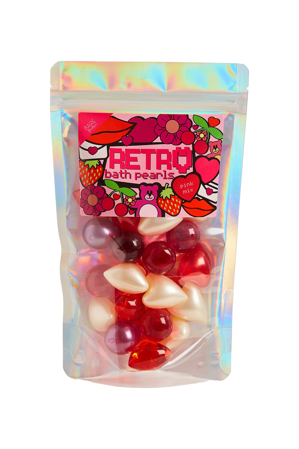 Bare Boutique - Retro 90s Pack of 30 Variety Bath Pearls. Pink Mix.