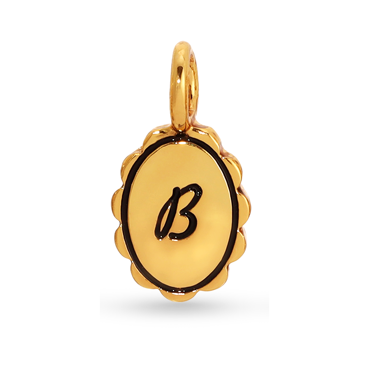 Lucky Feather - Charm Garden - Scalloped Initial Charm - Gold - B