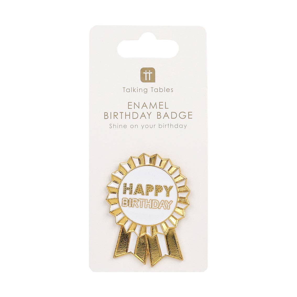 Talking Tables - Gold Enamel "Happy Birthday" Pin Badge | Birthday Badges |
