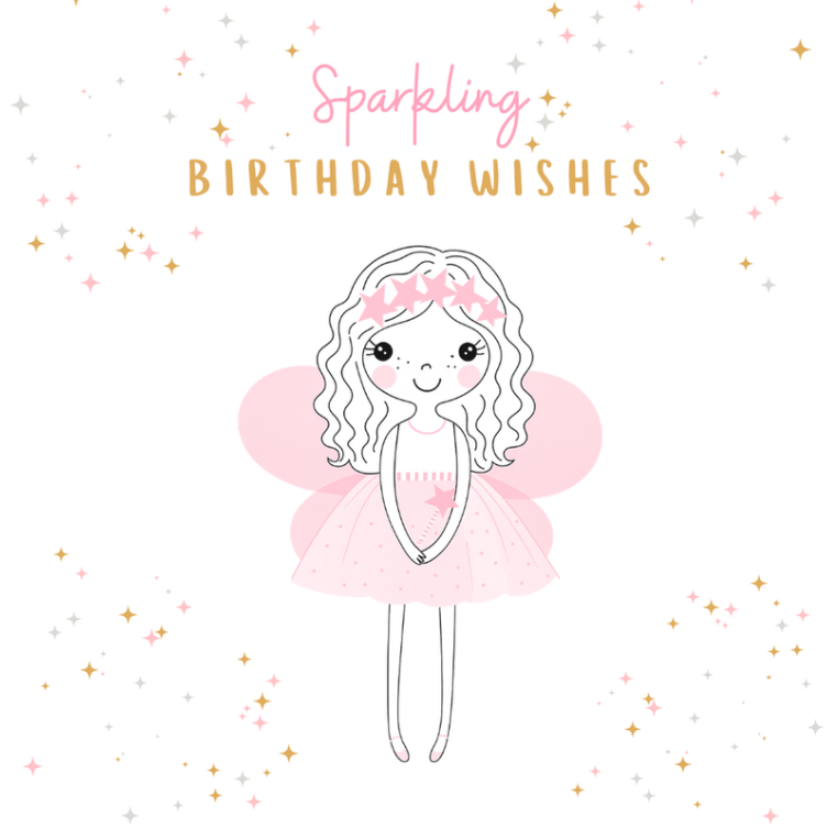 Petimo - Sugar & Spice Sparkling Birthday Wishes Cute Pink Fairy Card