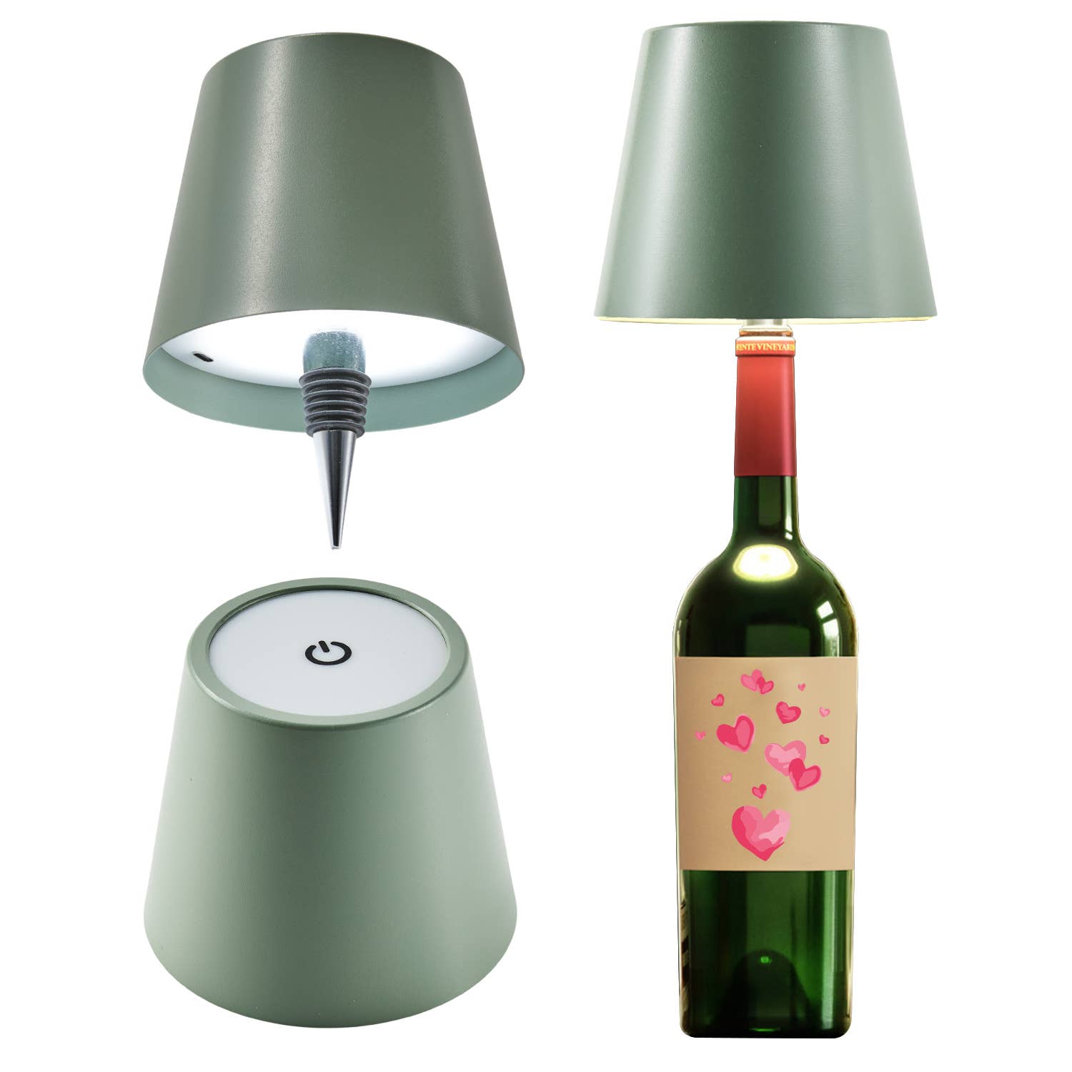 Cordless LED Table Lamp with Bottle Stopper: Cream