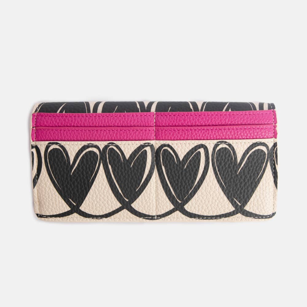 Caroline Gardner - Mono Linked Hearts Long Envelope Purse