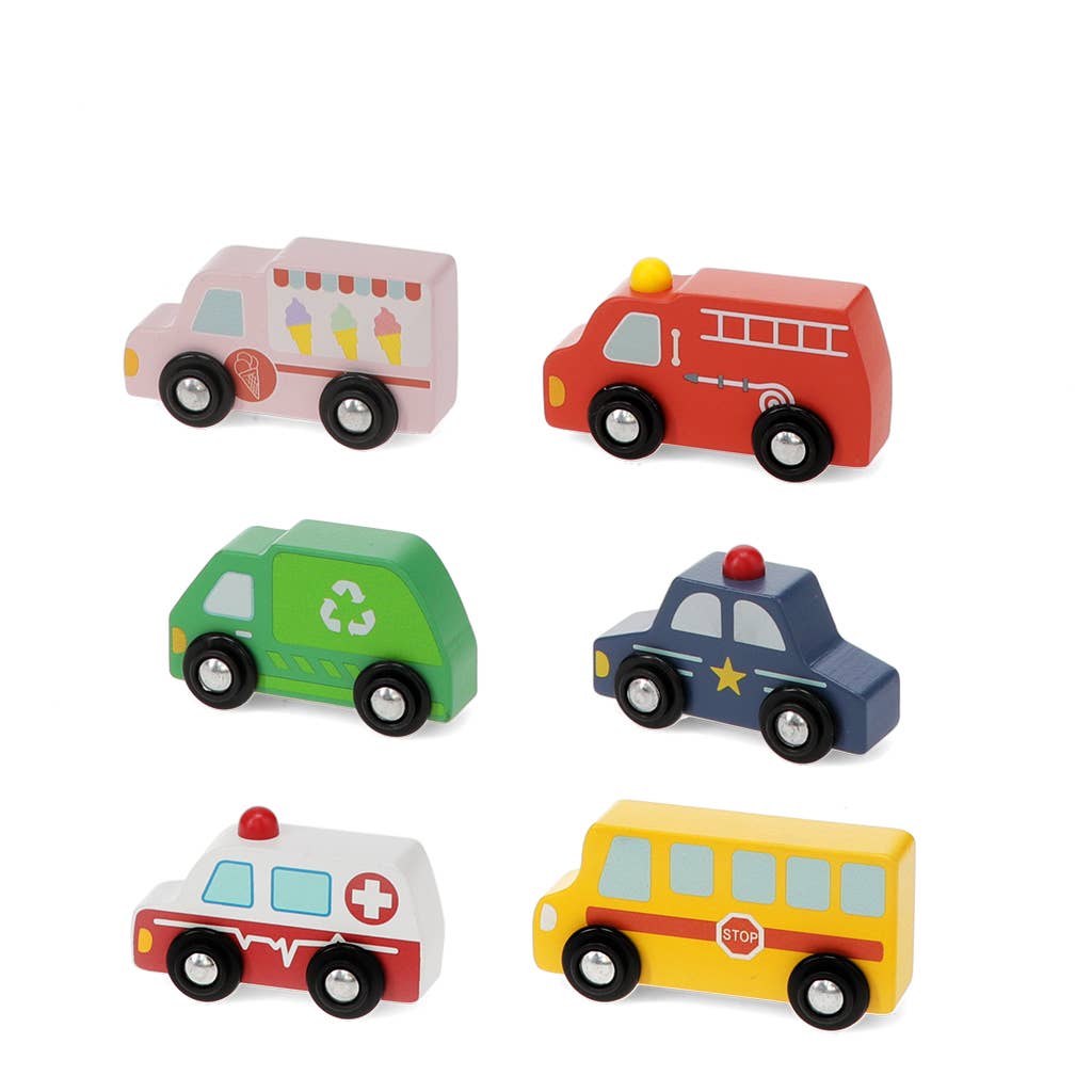 Wooden push along vehicles (set of 6)