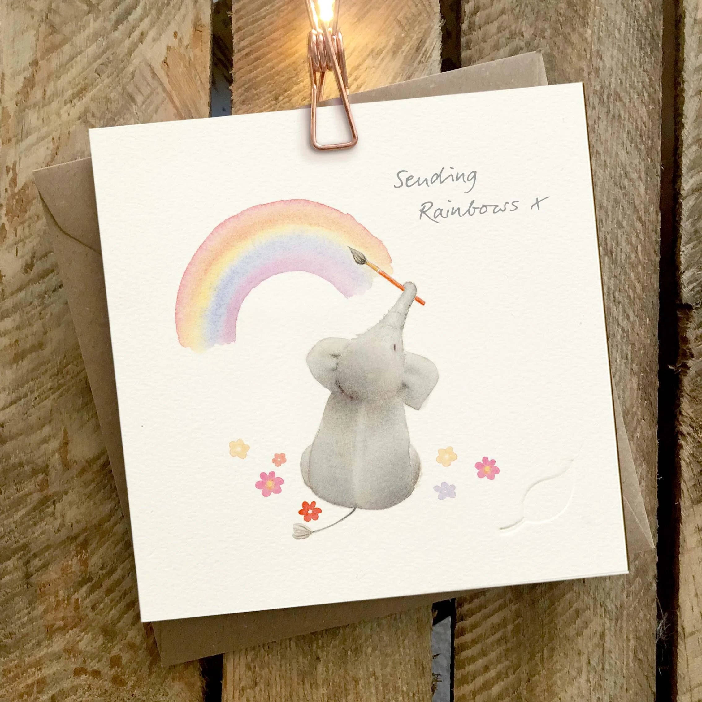 Ginger Betty Elephant Family Sending Rainbows Card - More Than Just a Gift | Narborough Hall