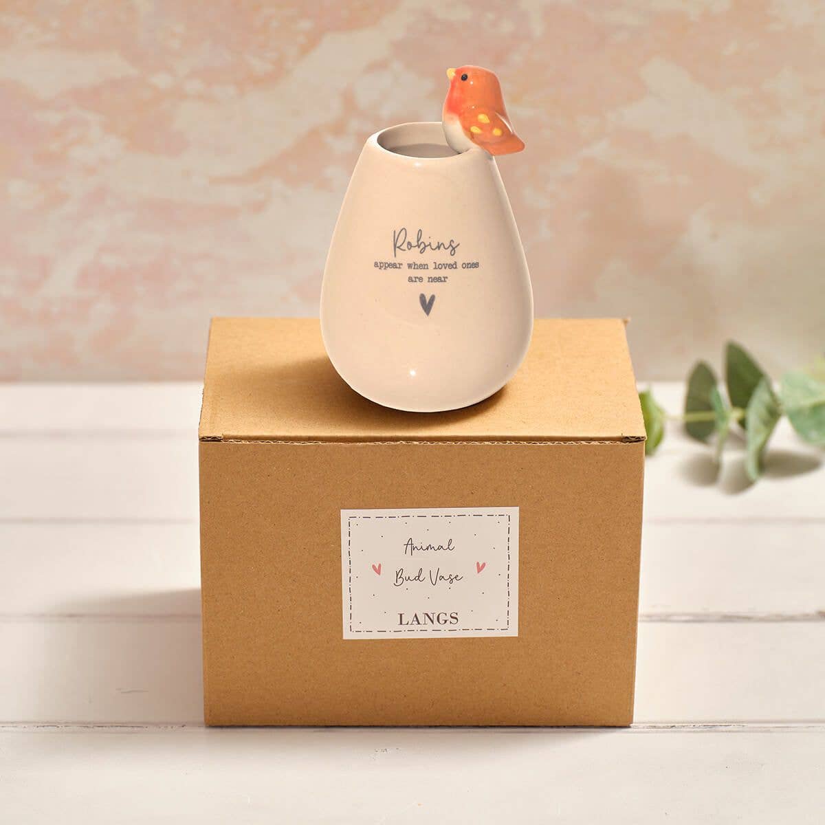 Tiny World Boxed Robins Appear Robin 3D Ceramic Bud Vase