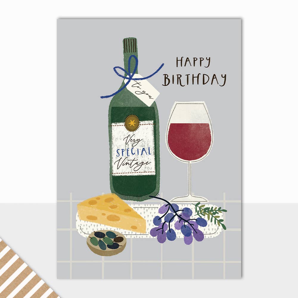 Eden Collection - Happy Birthday Wine & Cheese Card