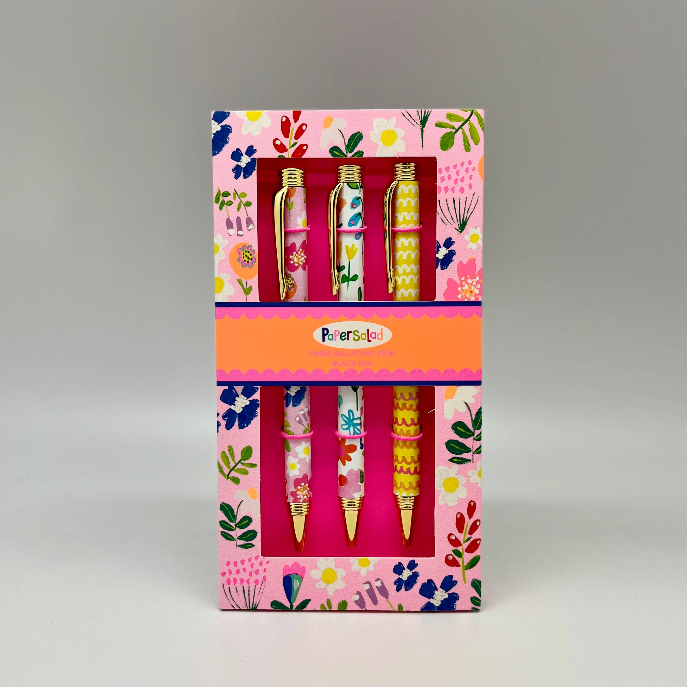 Paper Salad Gift Set 3 Pens Flowers Stationery