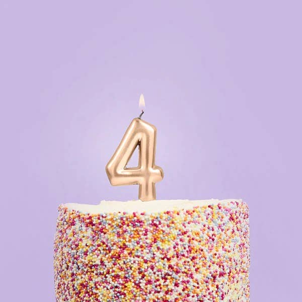 Hootyballoo - Gold Number '4' Candle