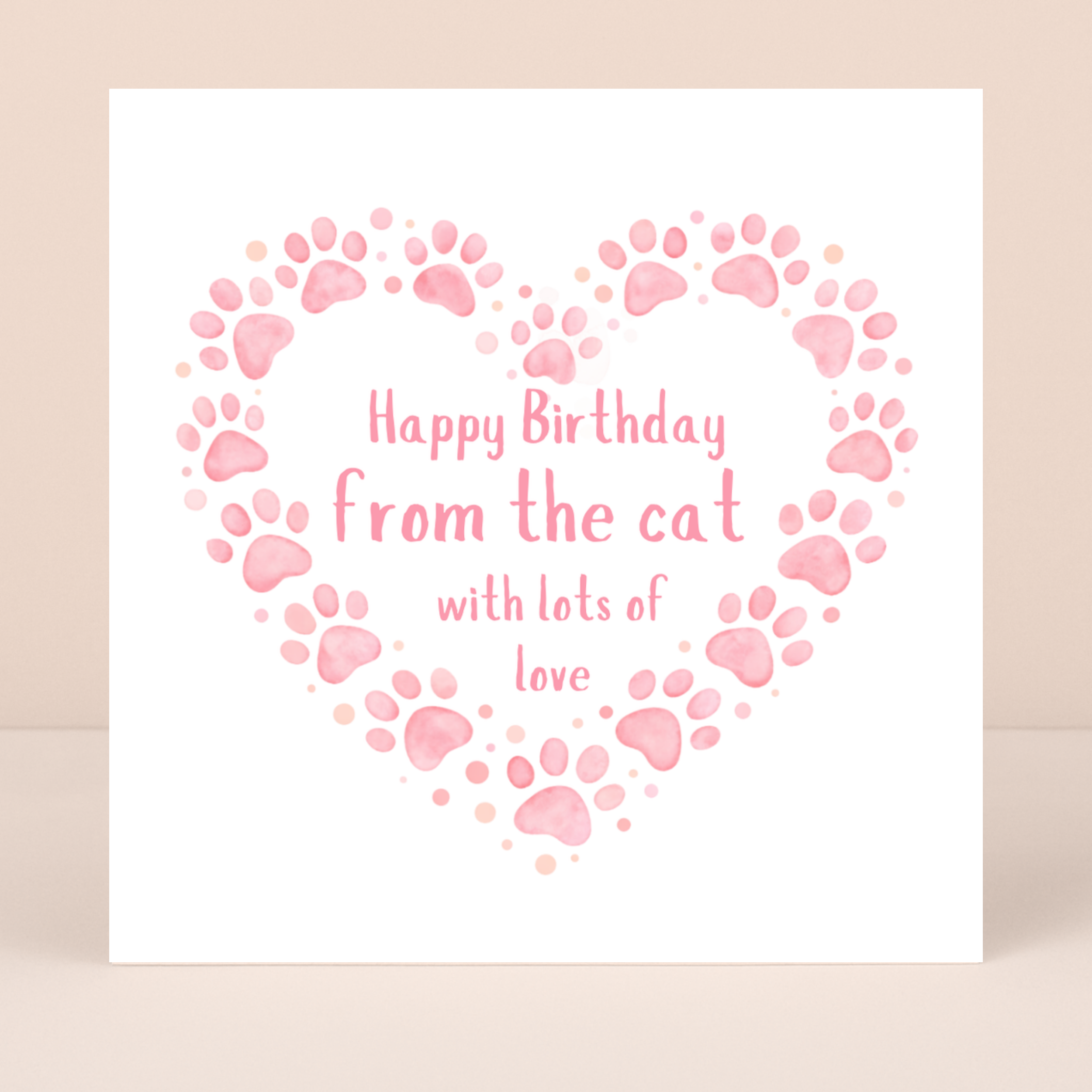 Petimo - Sweet Hearts Happy Birthday from the Cat Pink Heart Card