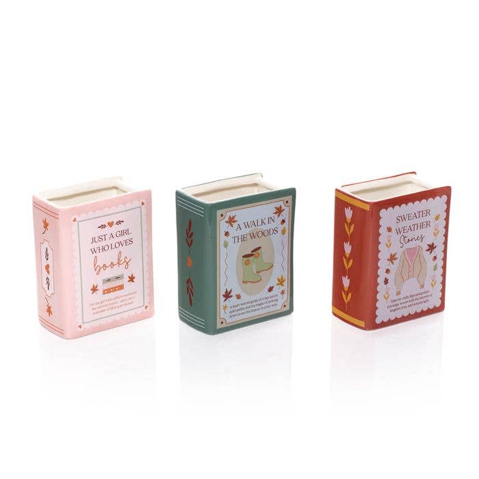 Cosy Chapter Book Stoneware Decorative Vase 3 Asstd