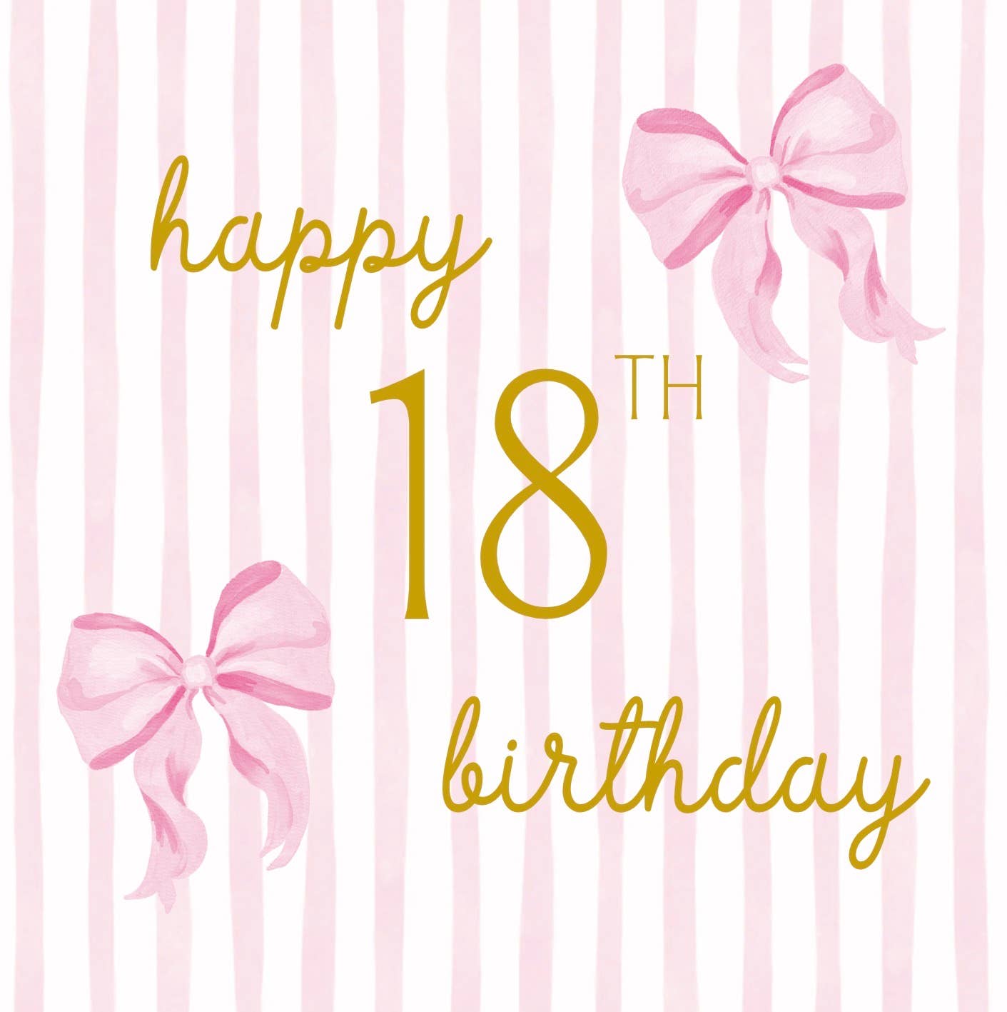 Petimo - Beauregarde Bow 18th Birthday Pink Stripe Card
