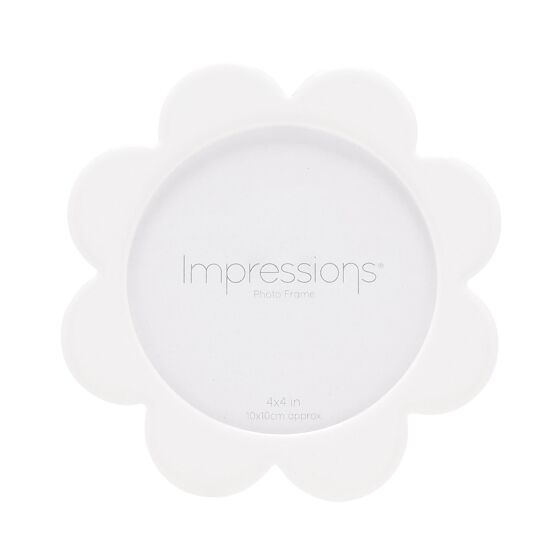 Impressions White Flower Shaped Oval Photo Frame - 4" x 4"